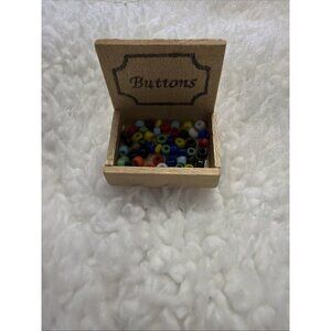 Dollhouse miniature button box with buttons